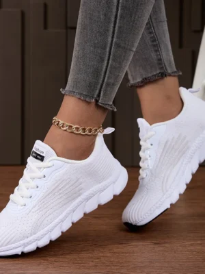 Sapatos femininos para mulheres de alta qualidade moda clássico tênis confortável malha respirável branco sapato casual correndo sapatos femininos