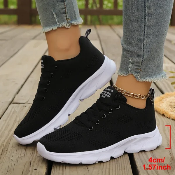 Tênis feminino sapatos casuais moda respirável andando malha sapatos planos feminino tenis feminino branco senhoras sapatos esportivos