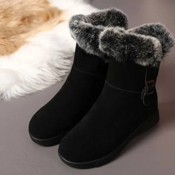 2024 botas de neve quentes de couro da moda de inverno feminino com solas grossas de pelúcia sapatos de algodão antiderrapantes confortáveis