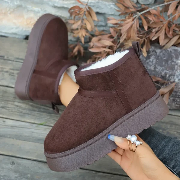 Inverno grosso de fundo forrado cabeça grande botas de neve feminino quente tubo curto pão sapatos de algodão botas de dedo do pé redondo para mulher