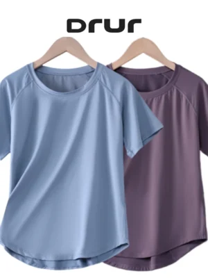 Drur mulheres esportes camiseta manga curta secagem rápida solta camisa de compressão feminino verão fitness moletom correndo ginásio topos novo