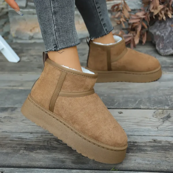Inverno grosso de fundo forrado cabeça grande botas de neve feminino quente tubo curto pão sapatos de algodão botas de dedo do pé redondo para mulher