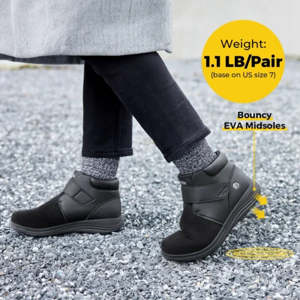 FitVille Botas femininas de inverno, ajuste largo, botas de neve com forro quente, à prova d'água, eixo curto, antiderrapante, uso externo