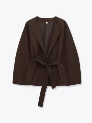 Willshela moda feminina com cinto café blazer jaqueta vintage com decote em v mangas compridas feminino chique senhora outfits