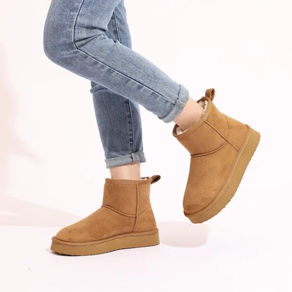 Shevalue botas de neve de pelúcia femininas interior macio quente chinelos peludos casa sapatos de algodão ao ar livre antiderrapante pele de inverno botas fofas