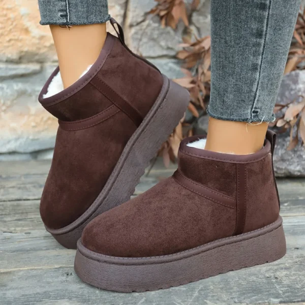 Inverno grosso de fundo forrado cabeça grande botas de neve feminino quente tubo curto pão sapatos de algodão botas de dedo do pé redondo para mulher