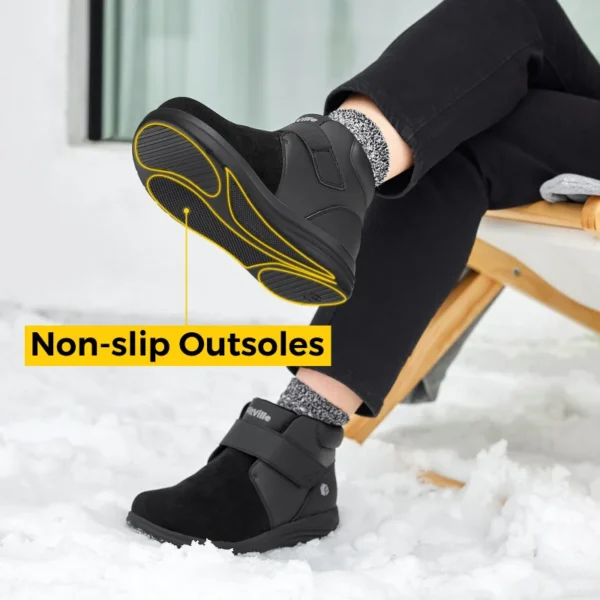 FitVille Botas femininas de inverno, ajuste largo, botas de neve com forro quente, à prova d'água, eixo curto, antiderrapante, uso externo