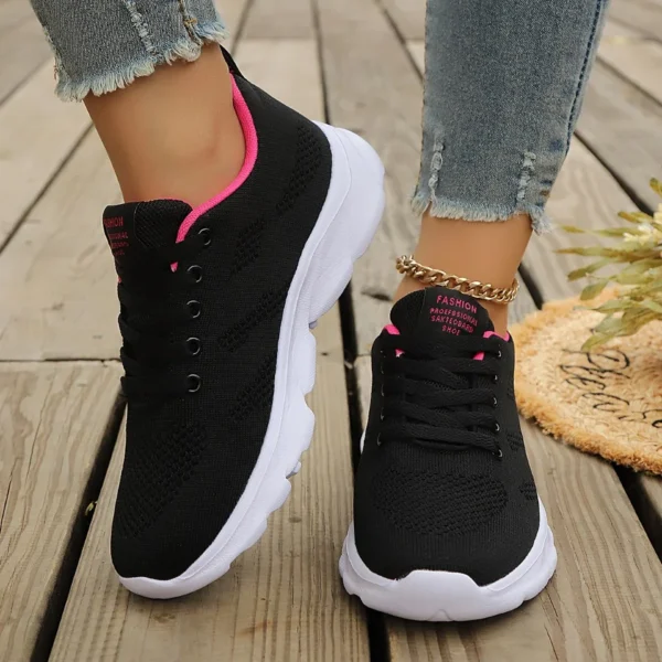 Tênis feminino sapatos casuais moda respirável andando malha sapatos planos feminino tenis feminino branco senhoras sapatos esportivos