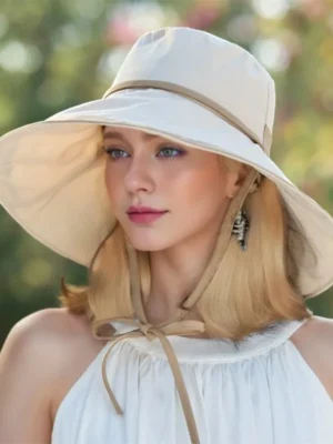 Novo estilo francês chapéu de sol feminino aba larga chapéu de pescador praia viagem, chapéu de verão de palha dobrável leve com elegante